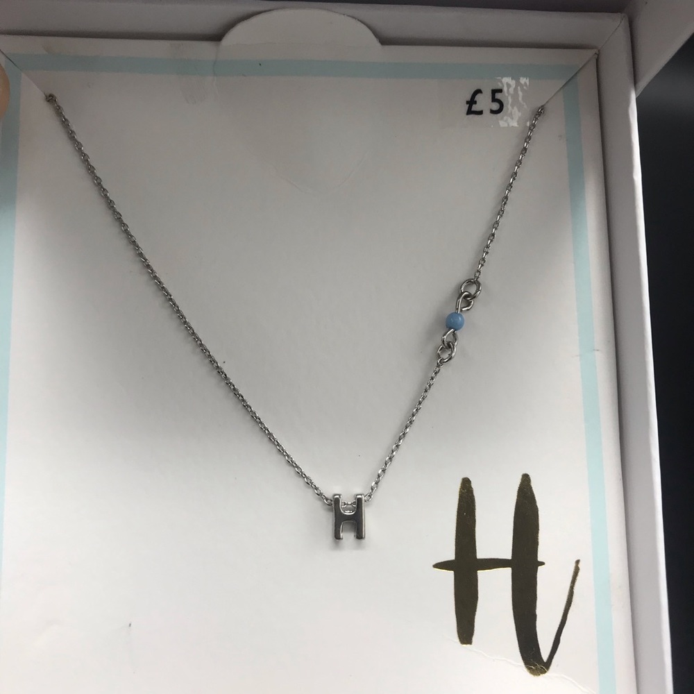 Next Alphabet H Adjustable Necklace Silver Tone